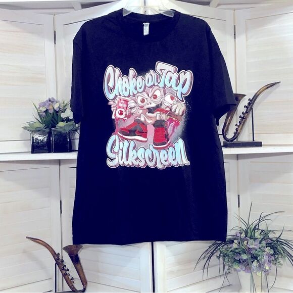 American Apparel Black Cotton T Shirt Choke Tap Screen Large - Picture 1 of 5